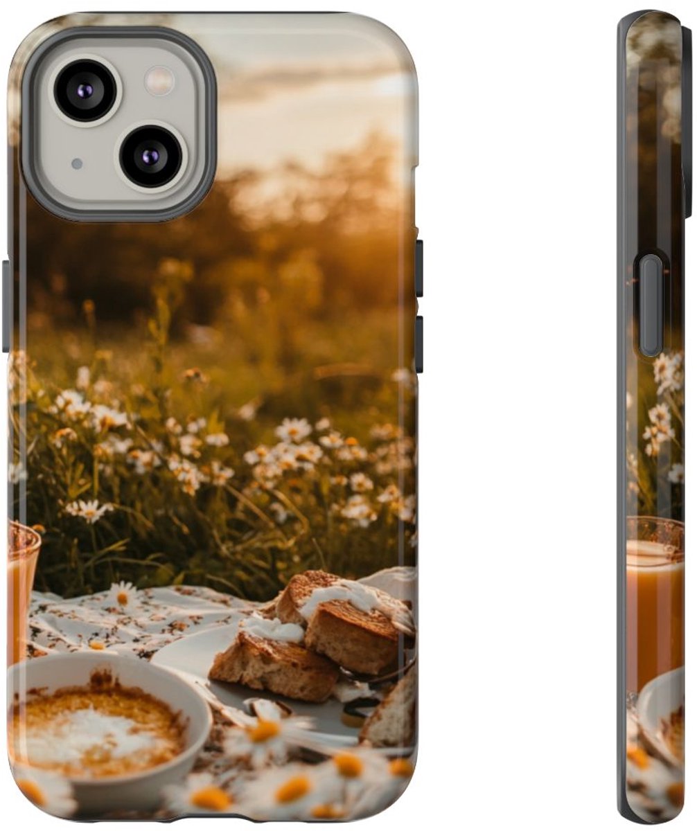 Zonnig Madeliefjesveld Ontbijtscène – Telefoonhoesje Geschikt voor iPhone 14