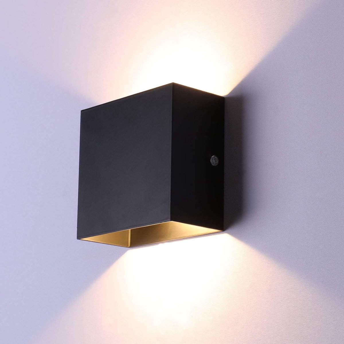 Moderne LED-Wandlamp voor Binnen - 6W - Wandlamp - Boven- en Onderverlichting - Aluminium - Geschikt voor Binnen- en Buitengebruik - Warm Wit Licht - Zwart