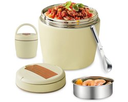 Thermocontainer voor eten, 1,2 l, thermo-lunchbox met lepel, thermobeker voor eten, thermobeker, warmhoudcontainer, gebruikt voor het warm houden van gerechten en soepen