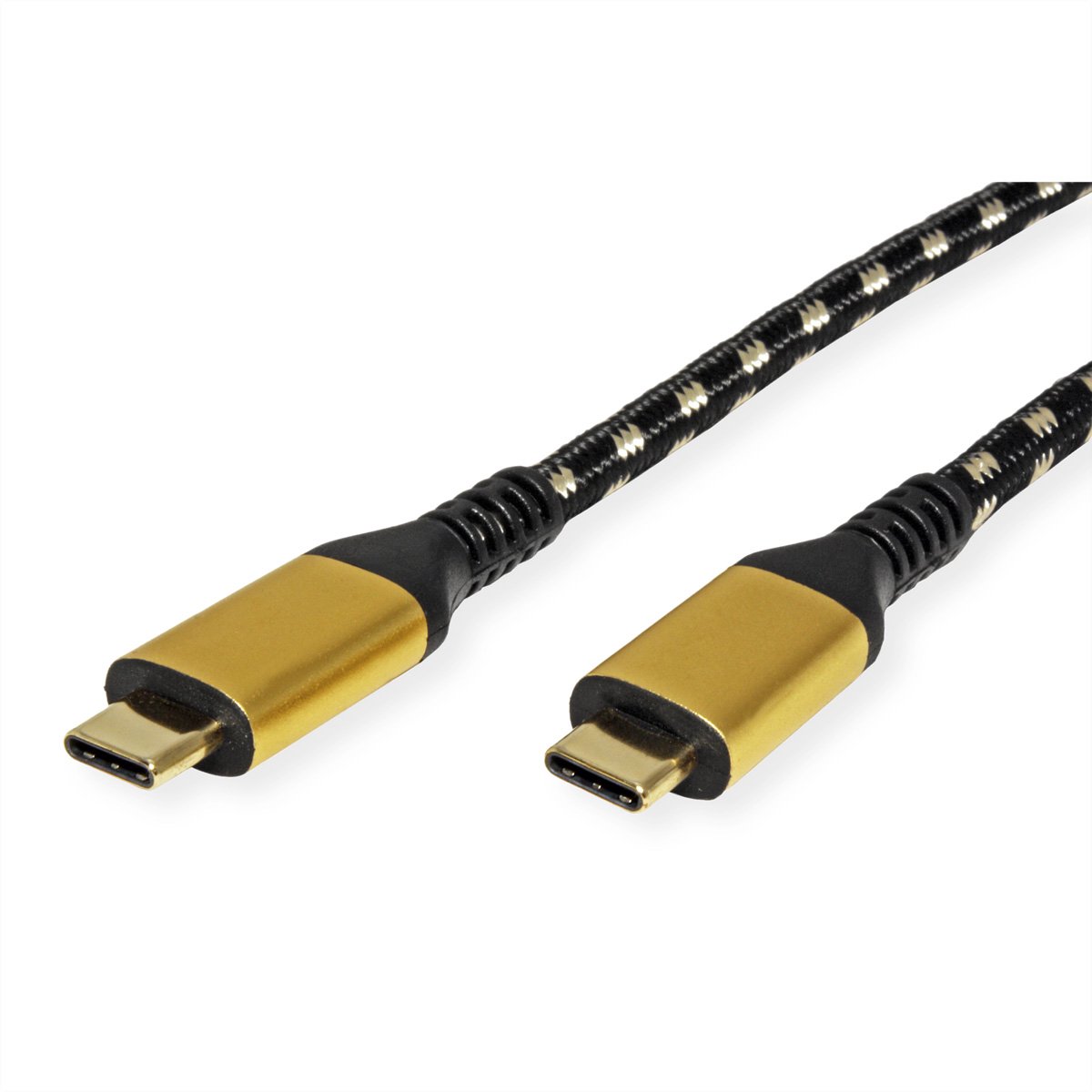 ROLINE GOLD USB4 Gen3x2 Kabel, C-C, M/M, 8K UHD-2, 40Gbit/s, 100W, zwart / goud, 2 m