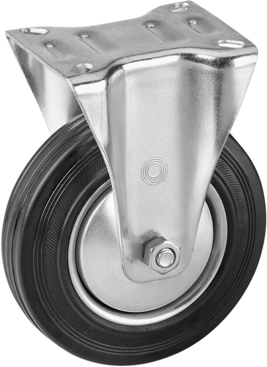 Metafranc bokwiel Ø 140 mm - plaat 104 x 80 mm - massief rubberen wiel - zacht loopvlak - rollager - draagvermogen 115 kg / transportwiel / meubelwiel / zwaarlastwiel / 800610