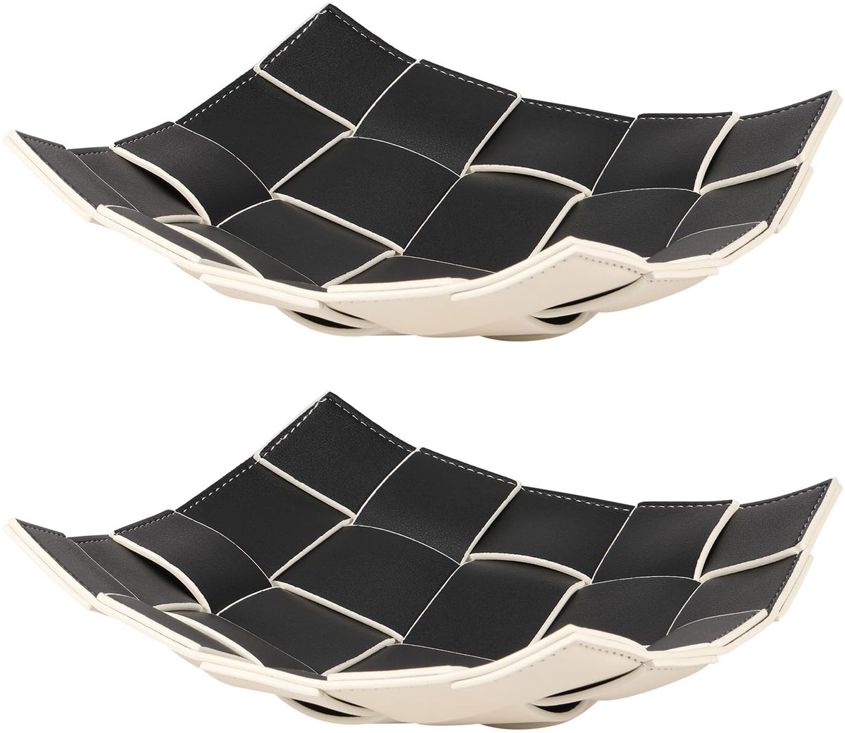 Foppla leren dienblad van imitatieleer, opbergvak voor sieraden, sleutels, munten, mobiele telefoon, kamerdecoratie, esthetisch, sleutellade, ringhouder, sieradenbord, sieradenlade, decoratieve esthetiek (zwart)