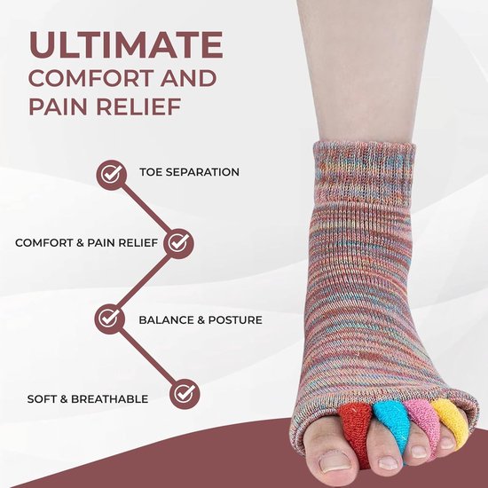 1 paar - Teencorrectiesokken - Teenspreidersokken met vingersscheider - Yoga teensokken - Fitnesssokken - Voor yoga, sport, sportschool van Gizzysocks — afbeelding 5