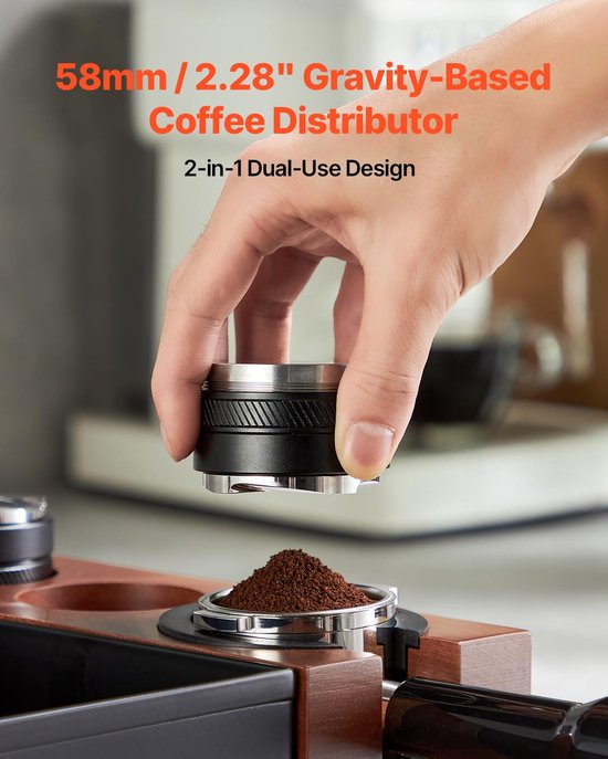 MHW-3BOMBER 58.35Mm Espresso Distributeur Espresso Distributie Tool Verstelbare Hoogte Espresso Leveler 58Mm Rvs Wedge Base T5270L4