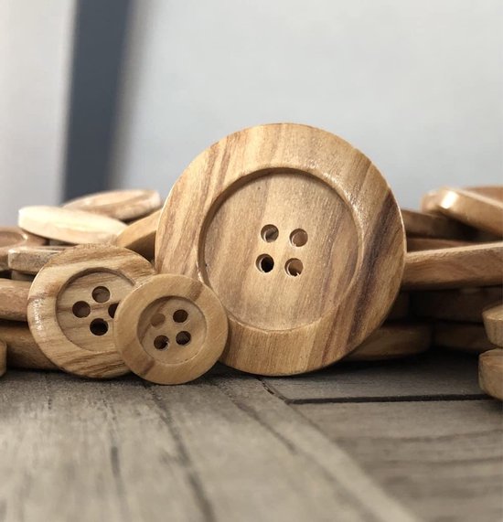 Chenkou Craft 20 stks Big Size 50mm 2 Ronde Houten Knoppen 4 Gaten Chenkou Craft 20 stks Big Size 50mm 2 Ronde Houten Knoppen 4 Gaten