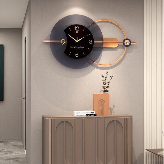 Horloge murale silencieuse CHIWIN Zwart et Goud – Klok moderne 24 cm sans tic-tac – Grand cadran – Pour salon, chambre, bureau ou bureau à domicile