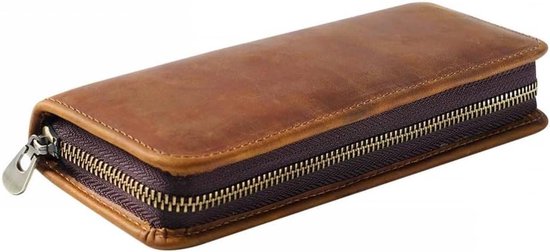 Foto: Inovra leren pennenzak vintage met rits grote capaciteit voor school en werk bruin retro titel optimalisatie toegevoegde zoekwoorden pennenzak retro verwijderd merknaam uit titel nederlandstalige titel tekenetui