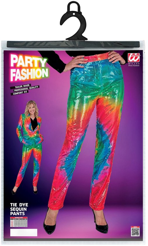 Widmann - Costume Hippie - Paillettes Color Festival Hippie Fest Pantalon Femme - Multicolore - Large - Costumes de Déguisements - Déguisements