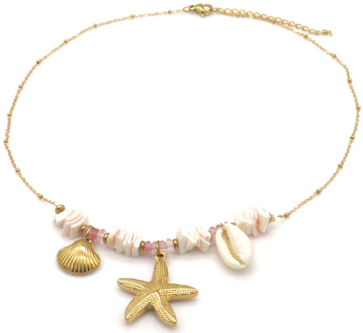 Damesketting – RVS – Schelpen & Zeester – Elegant Zomerdesign – 40-45cm