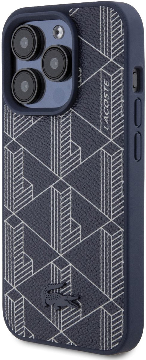 Lacoste Back cover - iPhone 15 Pro - Donkerblauw - Stevige TPU-randen & nauwkeurige uitsparingen