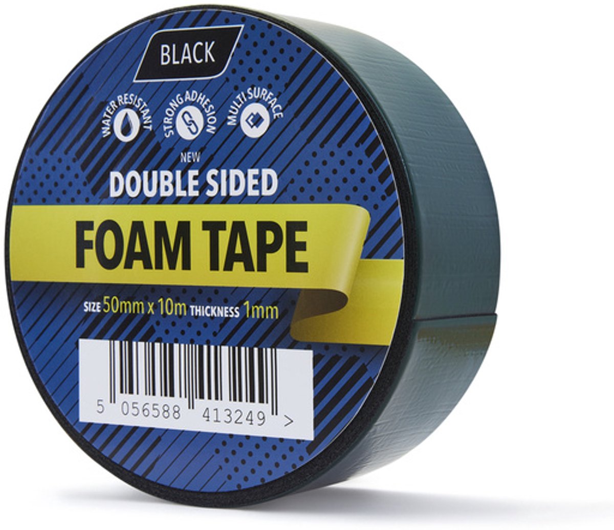 Dubbelzijdige foam tape - 12mm x 10m - Zwart