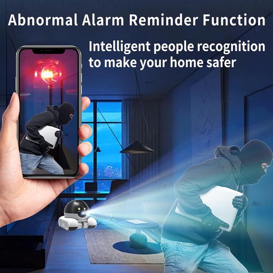 RFWR® Robotcamera met Dubbele Lens en Nachtzicht - 1080P Beveiligingscamera voor Binnen met App-bediening van Merkloos — afbeelding 4