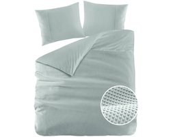 Papillon Dekbedovertrek Mendoza Wafel Mint Groen Tweepersoons 200x200/220 cm - Hoogwaardige Percale Katoen Super Zacht