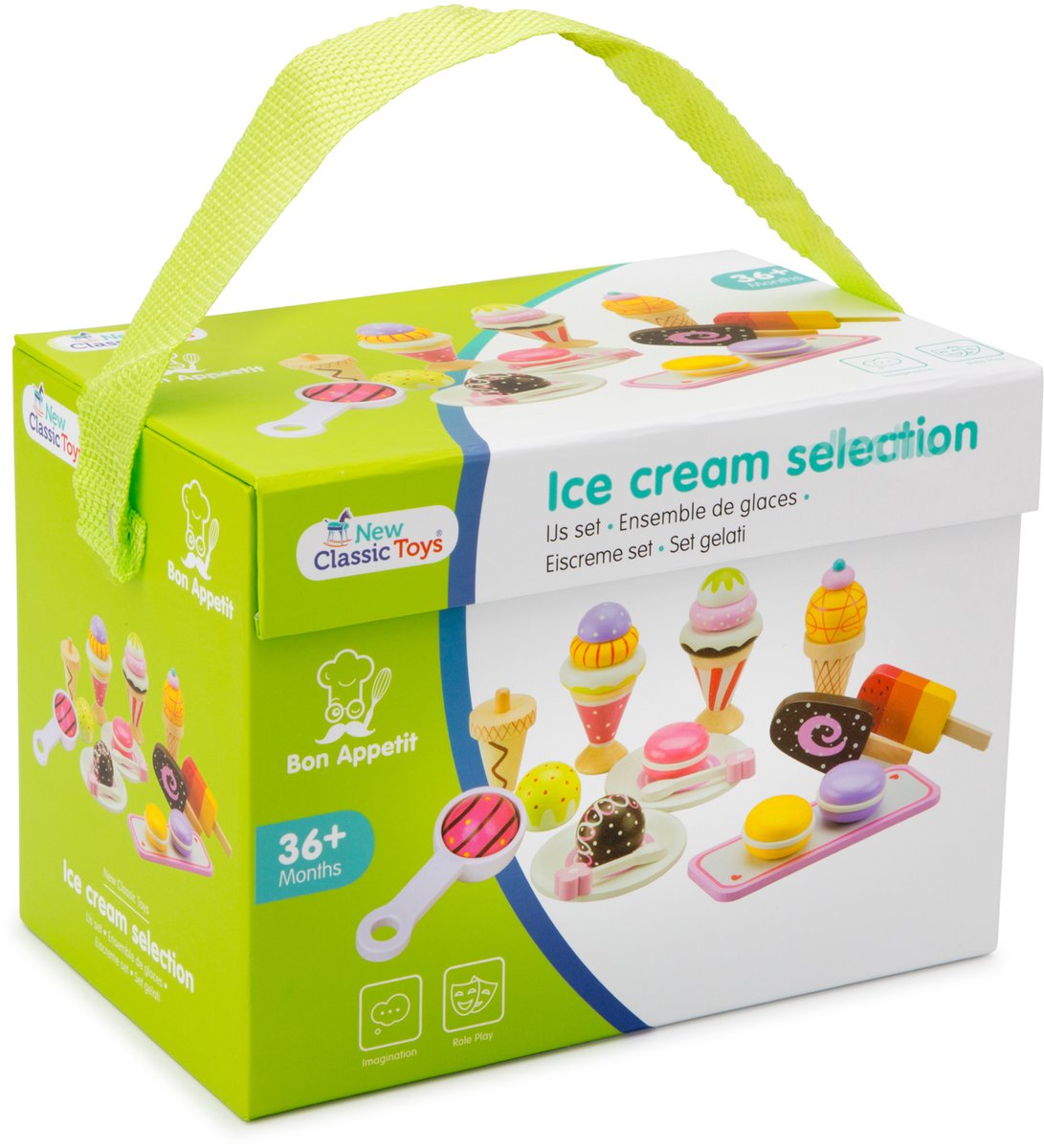 New Classic Toys® Houten IJsjes Speelgoed - 25-delige Kleurijke Speelset met IJsjes, Hoorntjes, IJsschep en Bordjes - Speelgoedeten - Rollenspel Keukenspeelgoed IJskraam - Vanaf 3 Jaar — afbeelding 12