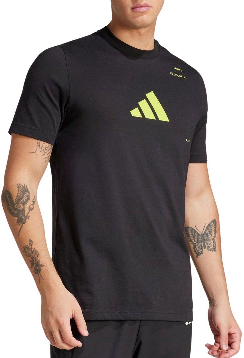 Adidas AeroReady Graphic Tennis Shirt Heren Zwart