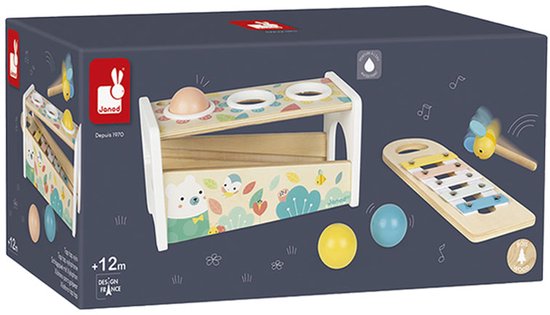 Janod Pure - Tap Tap Xylofoon - Behendigheidsspel - 2 Spelletjes In 1: Een Bijenhamer Om Op De 3 Vallende Ballen Te Slaan En Een Uitneembare Xylofoon Om Overal Te Kunnen Spelen! - Geschikt Vanaf 1 Jaar van Janod — afbeelding 4