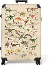 NoBoringSuitcases.com® - Grande valise - Valise de voyage légère - Alphabet - Dino - Rétro - Garçons - Valise à 4 roues - Grande valise XL - Valise de 98 litres