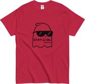 T-shirt femme et homme avec fantôme et lunettes de soleil - Imprimé Trendy et Funny - Rouge - XL