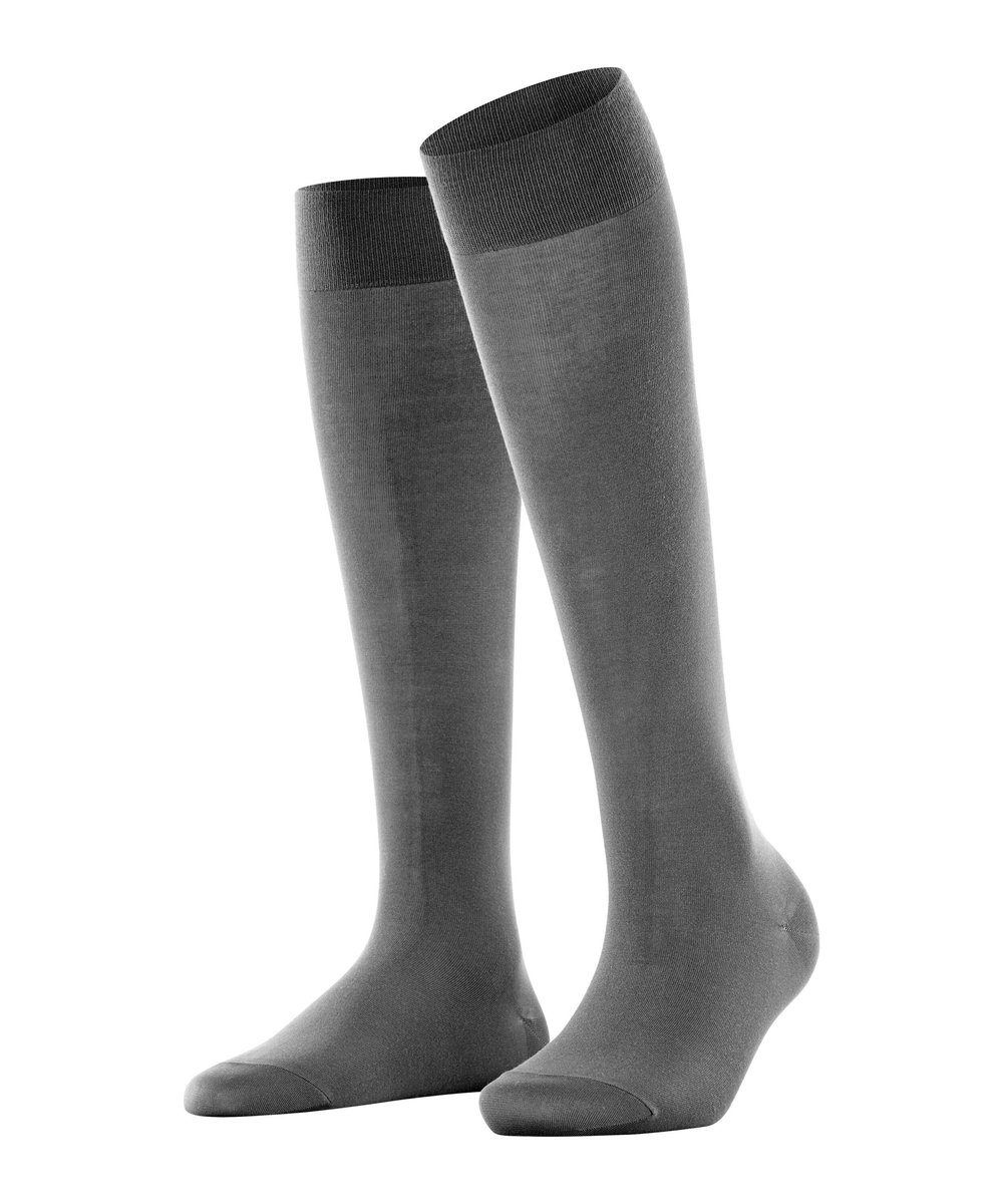 FALKE Cotton Touch dames kniekousen - grijs (platinum)
