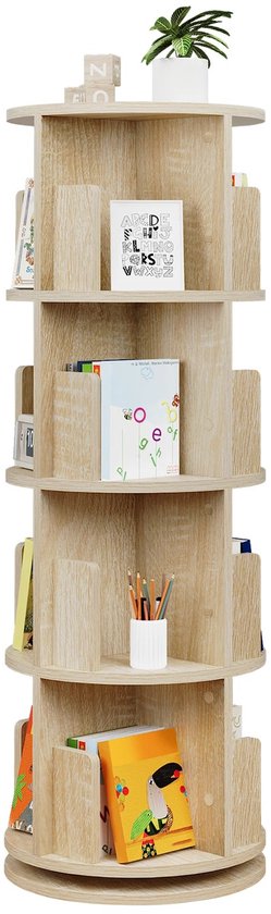 Boekenkast met 4 niveaus, opbergrek, doe-het-zelf staand rek van hout, met stabiel... | bol