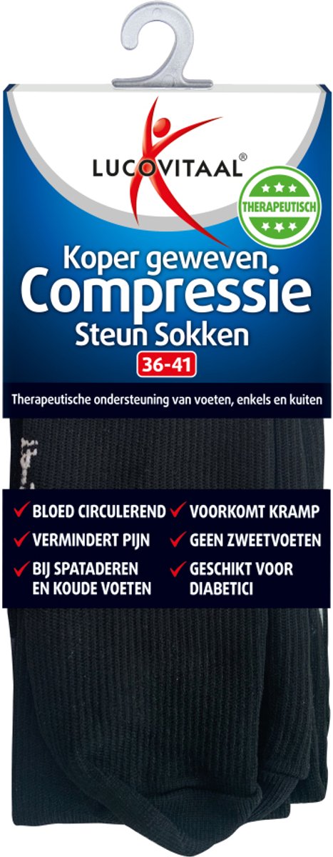 Bol.com Lucovitaal Koper compressie steunsok maat 36-41 zwart 1 Paar aanbieding