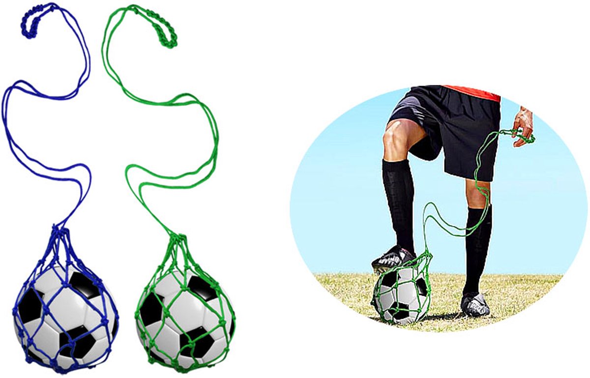 Voetbal Net Tas-Voetbalnet Kick-Voetbal Bungee-Opberg Sportbal Houder-Voetbal-kick-backtrainer-Nylon Draagtas-Voetbalnet Tas-2 stuks
