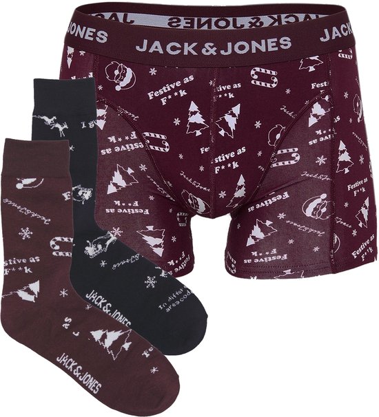 Jack & Jones Heren Kerst Giftbox Sokken+Boxershort JACSNOWFLAKE - Maat XXL