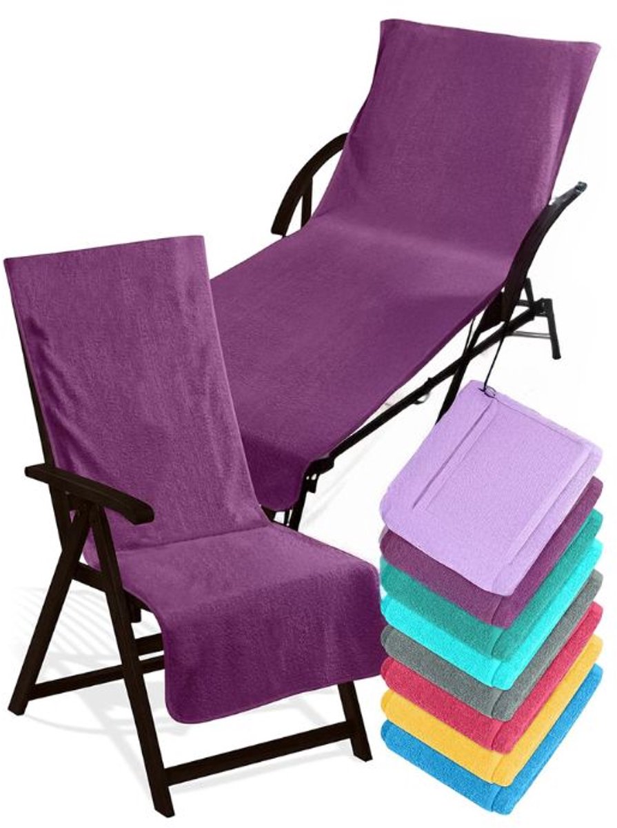 DailySupplies® Badstof Stoelhoes - Strandbed - Hoes voor Tuinstoel Paars