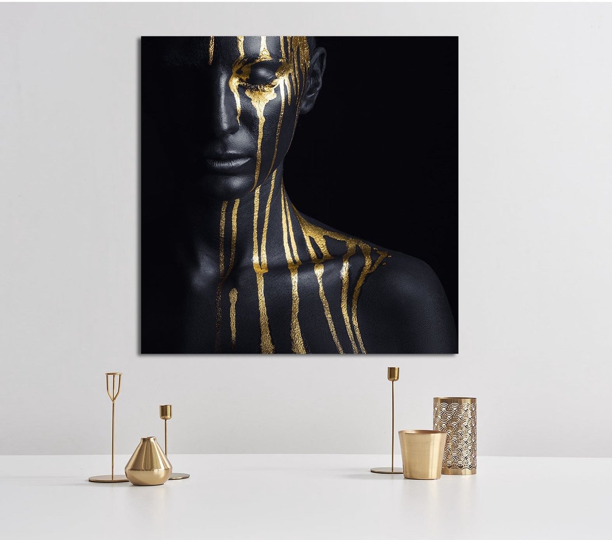 Luxe Acrylglas Kunstwerk met Bladgoud – Liquid Gold Portret | Mystiek & Modern Design