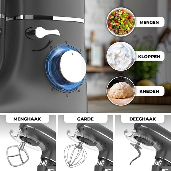 RFWR® Keukenmachine met Pastamachine - 2000W - 6,2L Mengkom - Ideaal voor Vers Pasta van RFWR — afbeelding 4