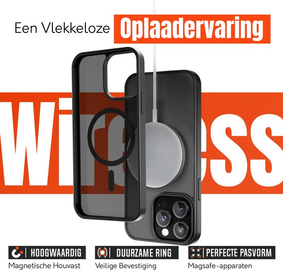 Hoesje Geschikt voor iPhone 15 Pro Max - Zwart - Geschikt voor MagSafe – Slank, Sterk en Shock proof