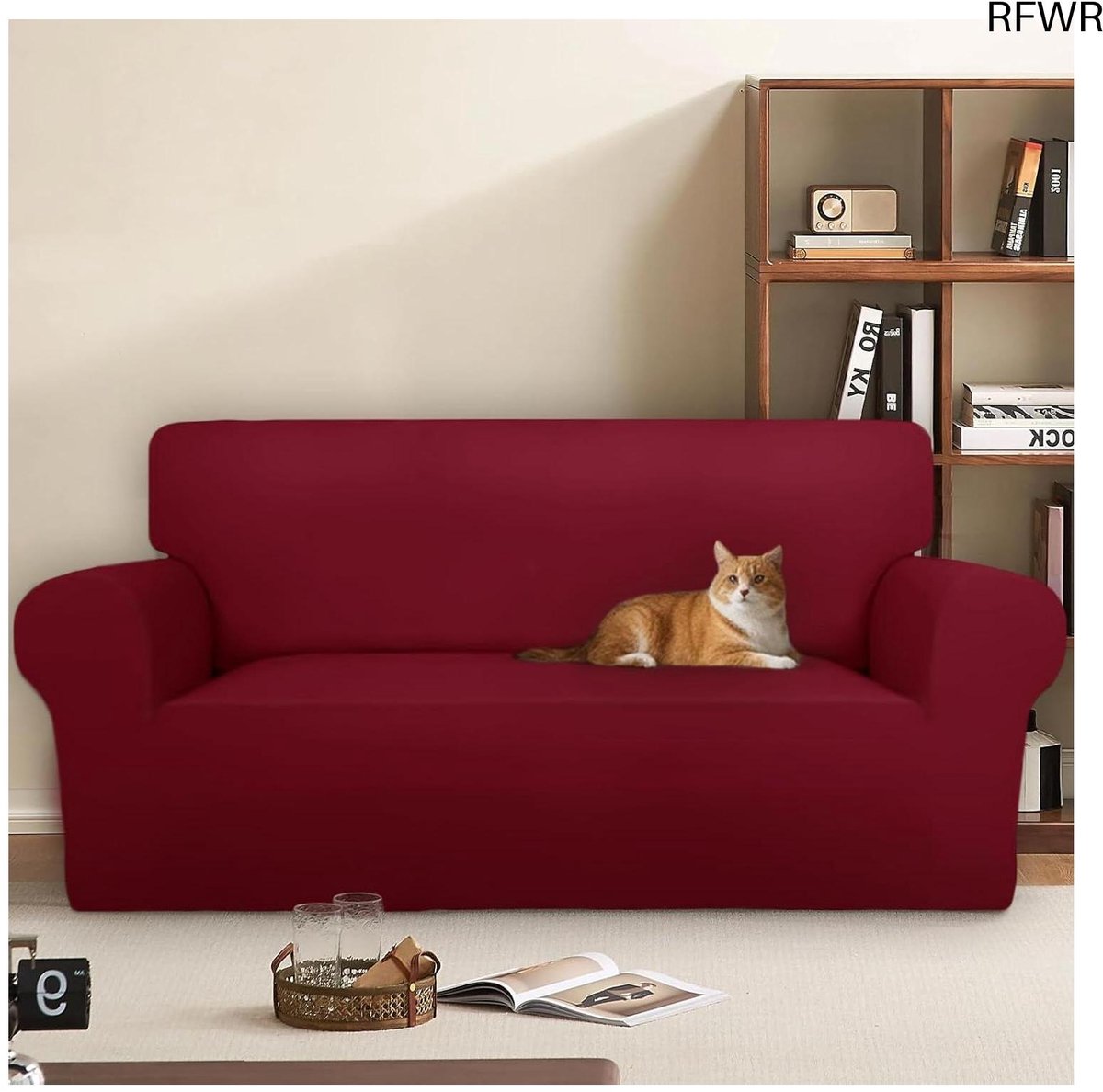 RFWR® Elastische Velours Bankhoes voor 3 Zitplaatsen (180-260CM) - Krasbestendig en Comfortabel