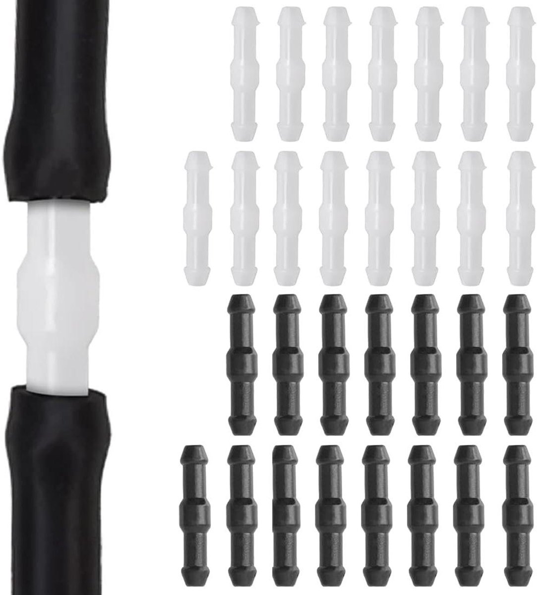 Allecto Plus - 30-delig assortiment universele autoslangconnectoren voor ruitensproeiersysteem - Adapter voor ijsreiniging - Geschikt voor waterslang - Spatbescherming - Aansluiting voor ijsreiniger - Zwart/wit.
