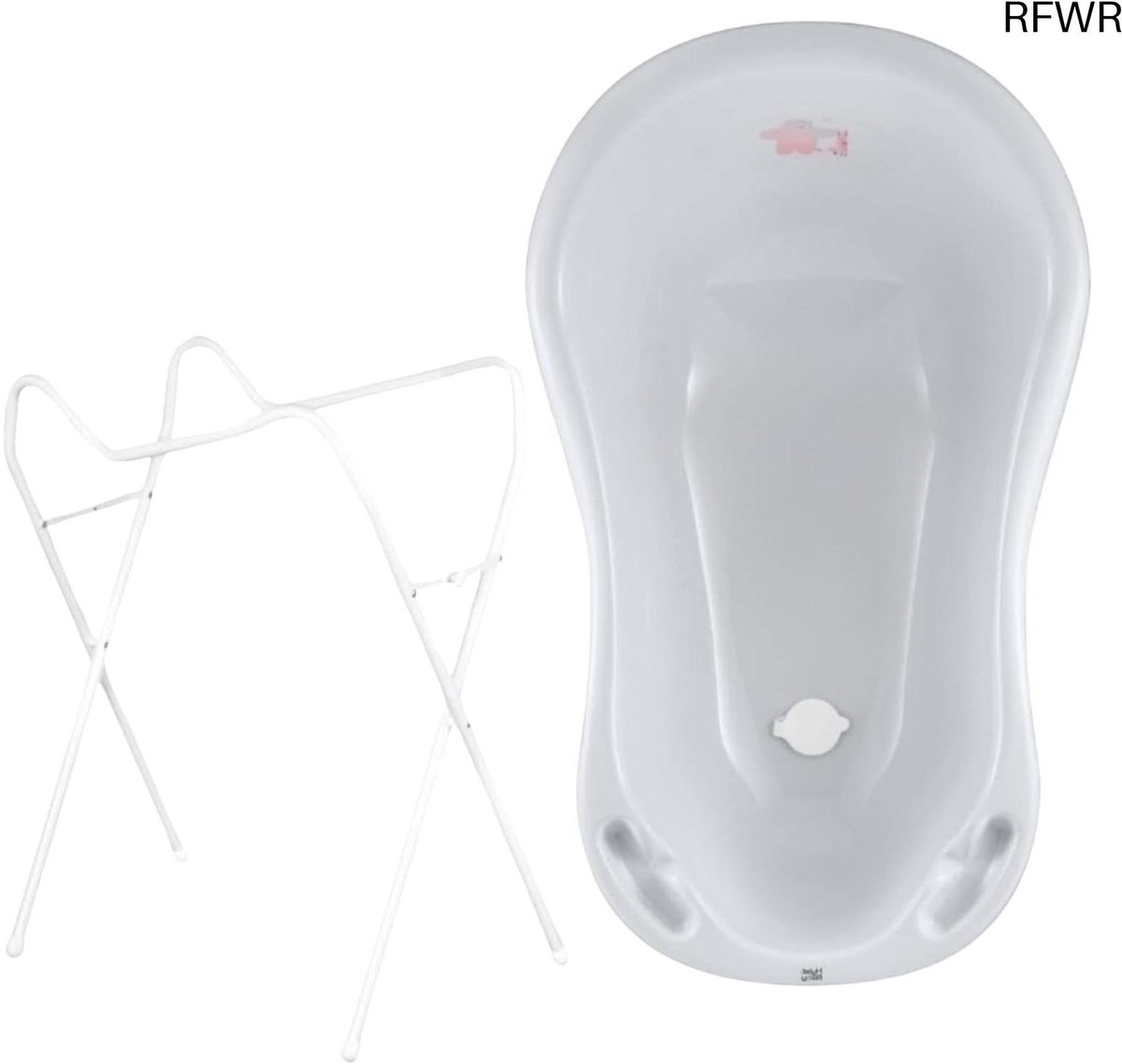 RFWR® Ergonomisch Babybad met Afvoer en Opvouwbare Standaard voor Pasgeborenen