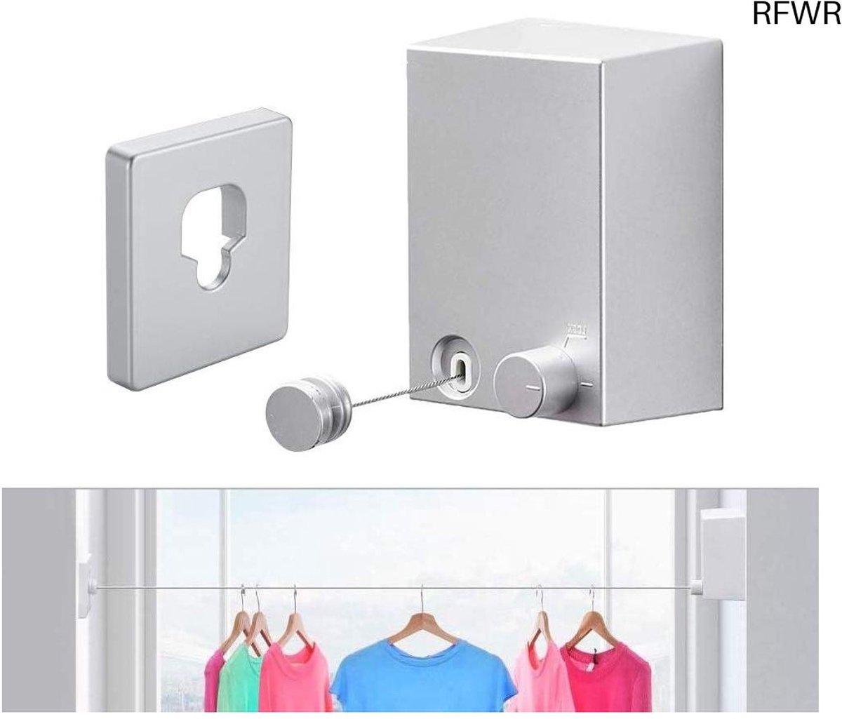 RFWR® Intrekbare waslijn voor binnen en buiten - Heavy Duty drooglijn voor wandmontage, 4,2 meter