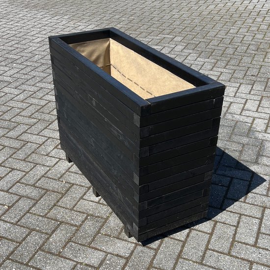 AMISHOUT - Jardinière haute en bois 100x40x72cm - noir - jardinière d'extérieur