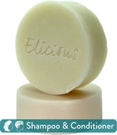 Elicious® - Set Shampoo + Conditioner - CG Vriendelijk - Curly Girl - Shampoo Bar - Conditioner Bar - Natuurlijke Shampoo - Natuurlijke Conditioner - Krullend Haar - Haarconditioner - SLS vrij - Plasticvrij - Vegan - Dierproefvrij - Halal - Green Tea