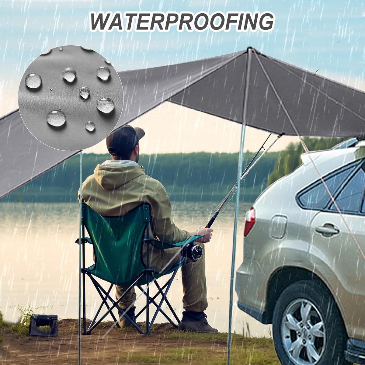 Autoluifel, camping, daktent, waterdicht zonnezeil, autotent, camping