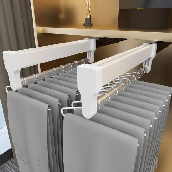 Uitschuifbare kledingstang voor garderobe, telescopische kaststang verstelbaar 26-61 cm, uittrekbare kleerhanger met metalen voet, zwart (maat: 61 cm/24 inch