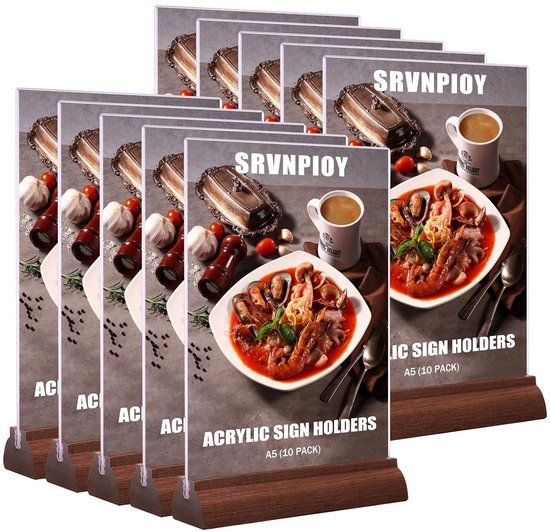 4 Stuks A6 Menuhouder, Acryl Tafelstandaard, Duidelijke T-Standaard Dubbelzijdige Displayhouder, Voor Restaurants, Café's, Beurzen, Kantoren, Presentatie Menuhouders