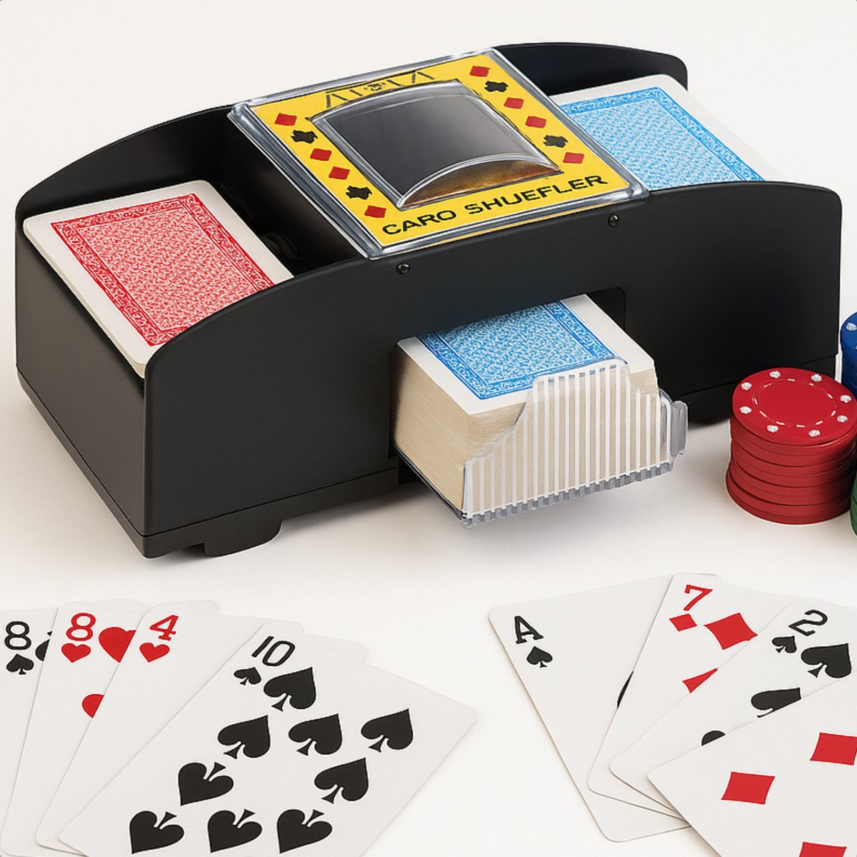 Cheqo® Elektrische Kaartenschudmachine - Speelkaarten Schudder Kaartenschudder Kaarten Schudmachine - Automatische Kaartschudder 2 Decks - Op Batterij