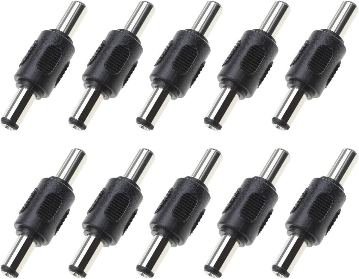 Allecto Plus - DC Power Koppelingen Mannelijke naar Mannelijke Plug Jack - Set van 10 - Adapter Connectoren voor CCTV Camera's