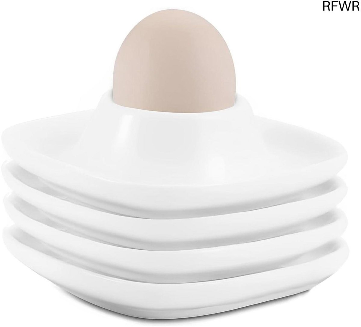 RFWR® Keramische Eierdopjes Set van 4 - Wit, Perfect voor Ontbijt en Brunch