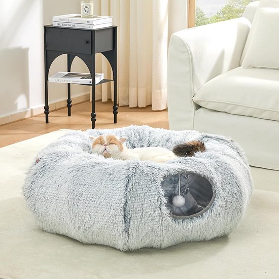 Kat Bed Donut Vorm Huisdier Interactief Huis voor 2 Katten Vilten
