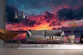 Peel & stick Fotobehang - Vibrant Horizon: Sunset Reflection - 250x200 centimeter