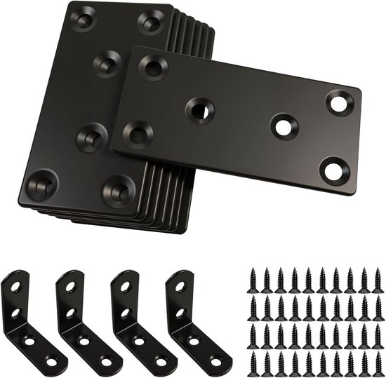 QWORK® 10 Stuks RVS Hoekverbinder Set, 40 x 40 x 40 mm, 2 mm Dikte, 6 QWORK® 10 Stuks RVS Hoekverbinder Set, 40 x 40 x 40 mm, 2 mm Dikte, 6