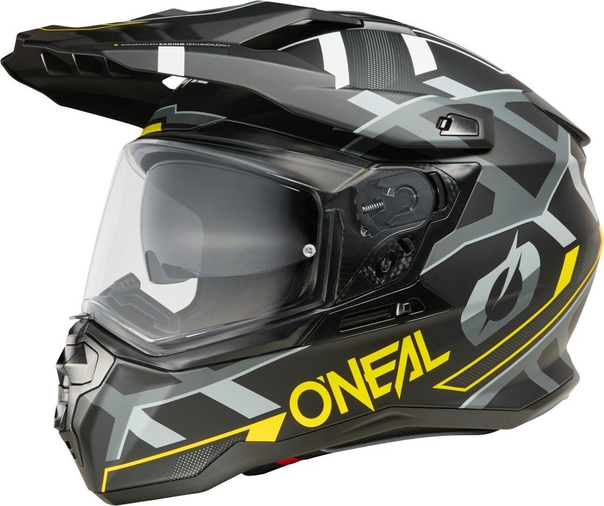 O'NEAL D-SRS Square V.25 Matt Black Grey Fluo Yellow Adventure Full Face Helmet - Maat S - Helm