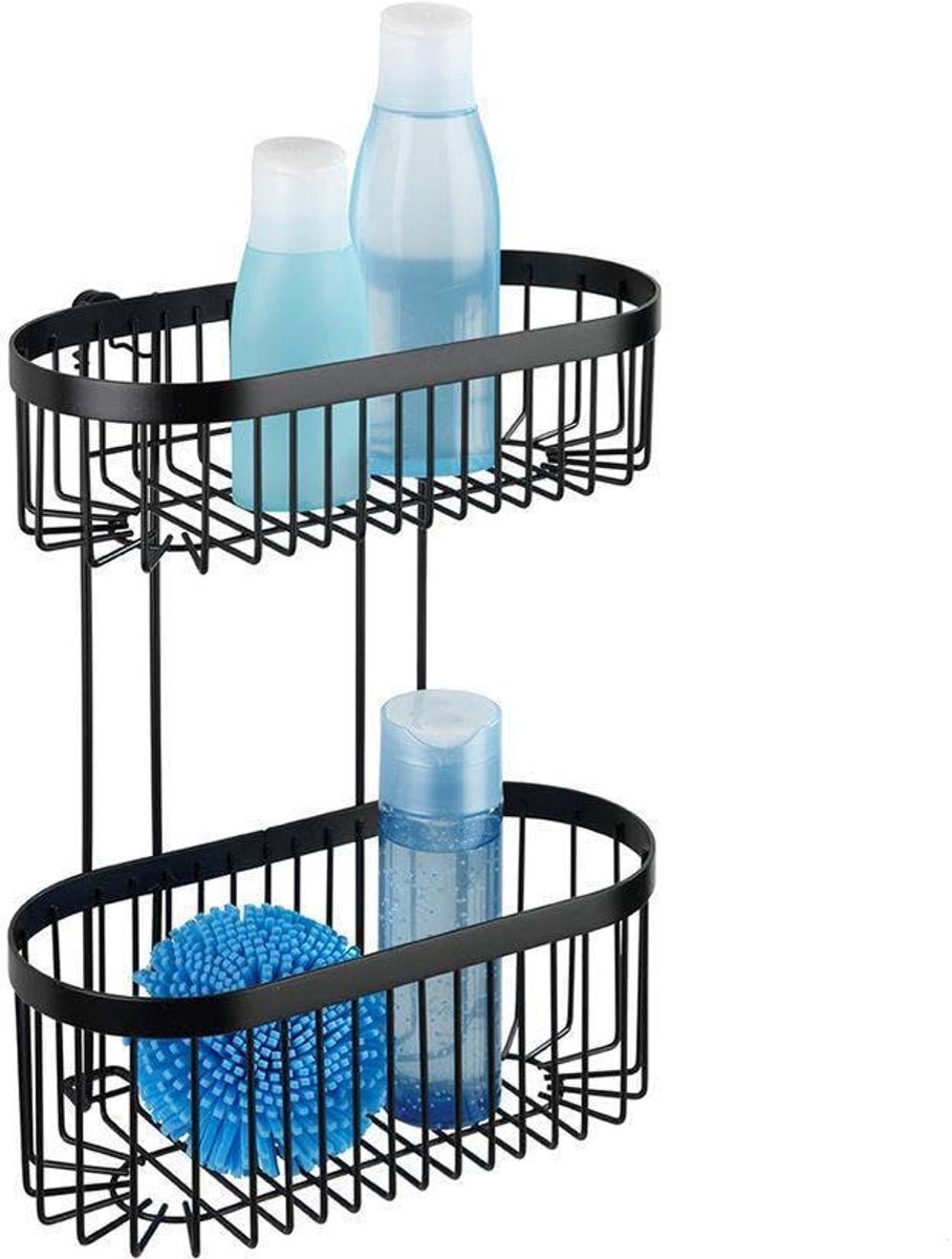 Ibenzoa® Ruim en Stijlvol Wandrek met Twee Etages voor Badkameropslag zonder Boren