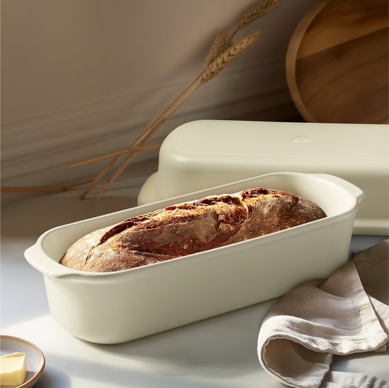 Navaris aardewerken brood bakvorm met deksel 34 x 13,5 14