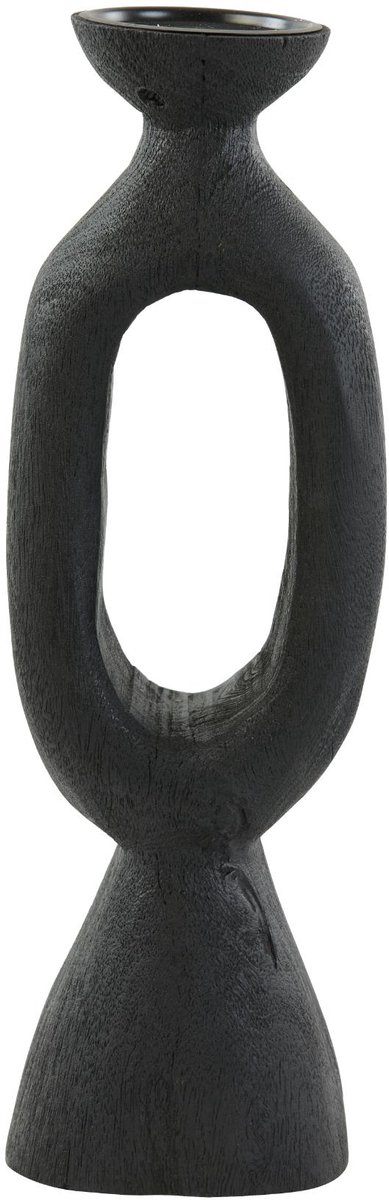 Kandelaar Django - Zwart - 14x12x45cm - Modern - Hout - Moederdag - Moederdag cadeautje - Moederdag cadeau voor mama